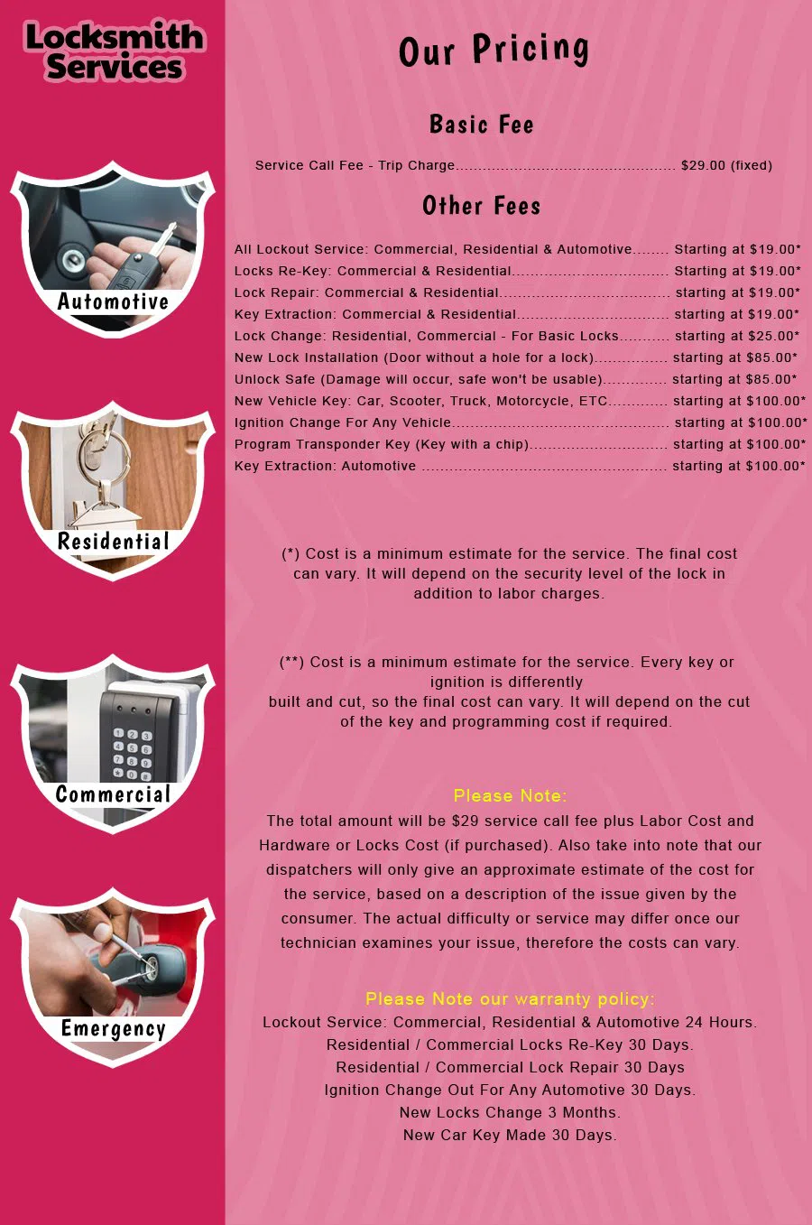 Lumberton NJ Locksmith Store Lumberton, NJ 609-227-4816 - price-list-c-18